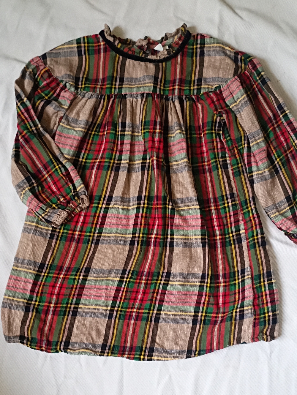 next Girls Plaid Flannel Long-Sleeve Holiday Dress